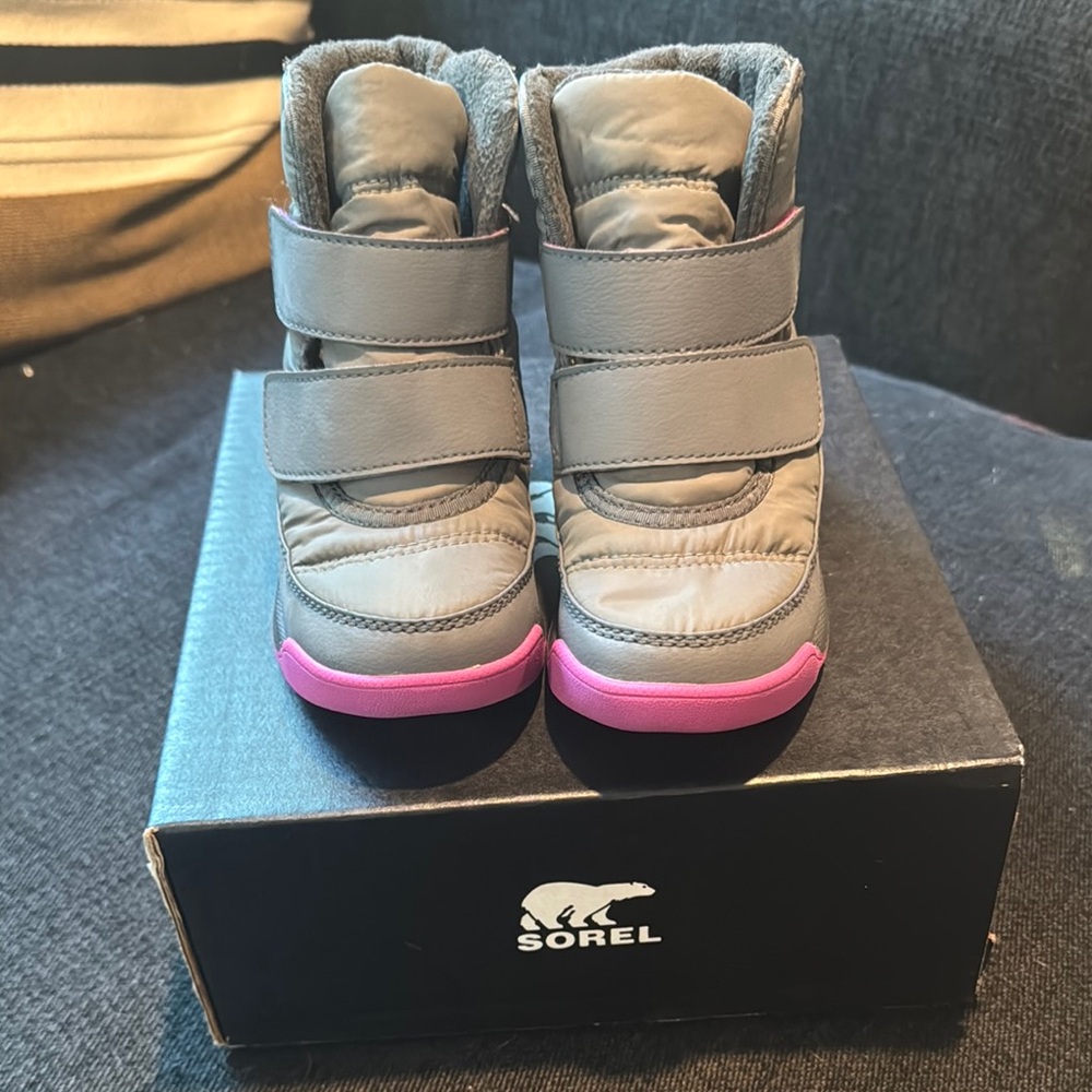Sorel Gray and Pink snow Boots for Stylish Adventures Kid 11